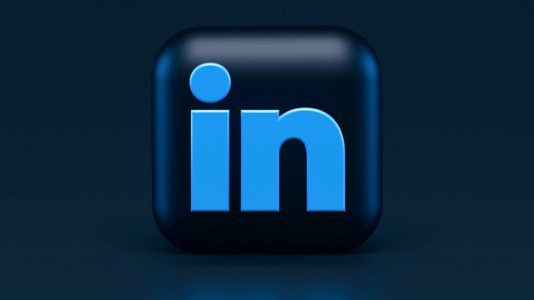 LinkedIn logo on black background.