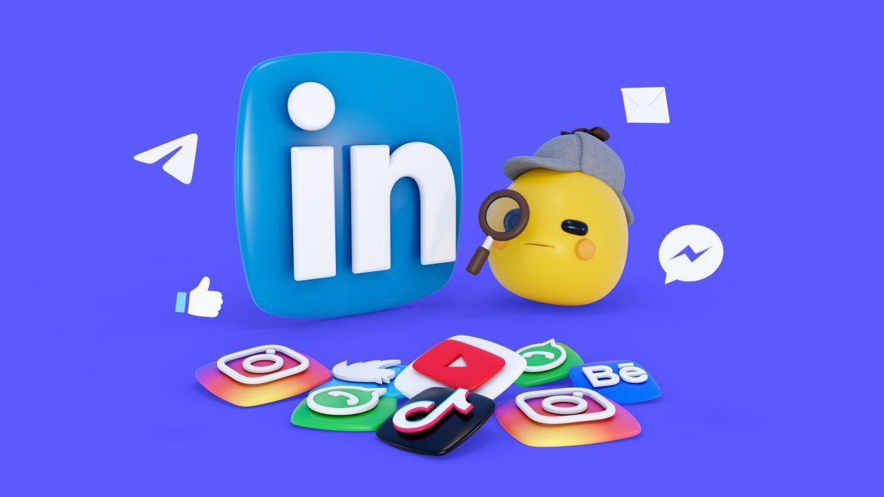 LinkedIn icon with social media logos.