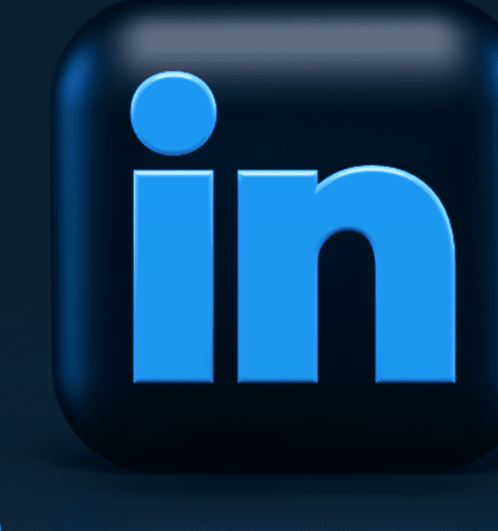 LinkedIn logo, blue and white on black.