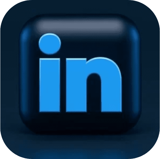 LinkedIn logo, blue on black square.