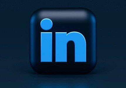 LinkedIn logo on black background.