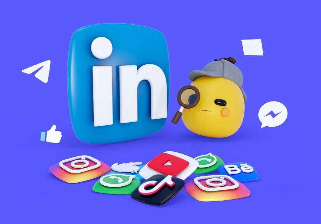 LinkedIn icon with social media logos.